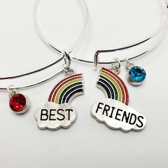 Silver Best Friend Set of 2 Charm Bracelets, Best Friend Gifts - Picture 9 of 12